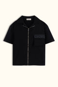 Black Short-sleeves Zip Overshirt
