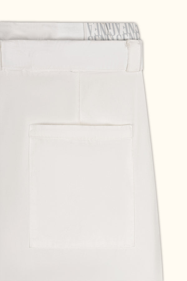 White Double-Waist Wide-Leg Pants