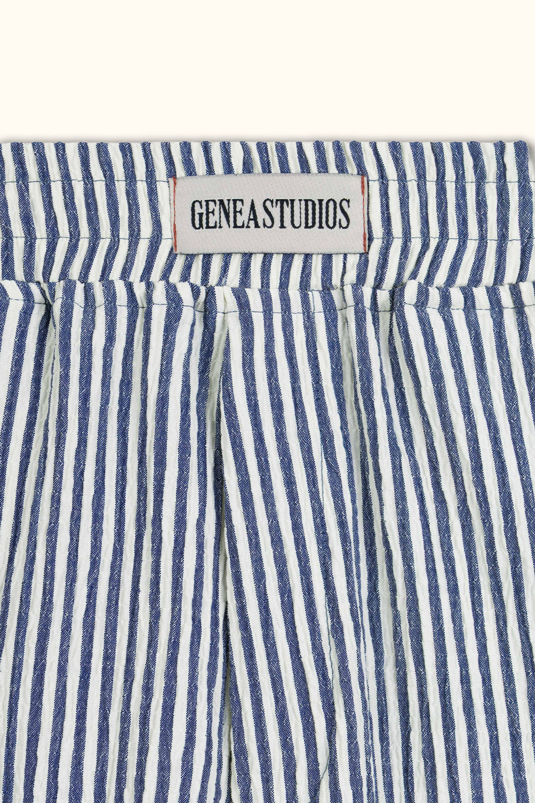 Blue Crinkle Striped Short