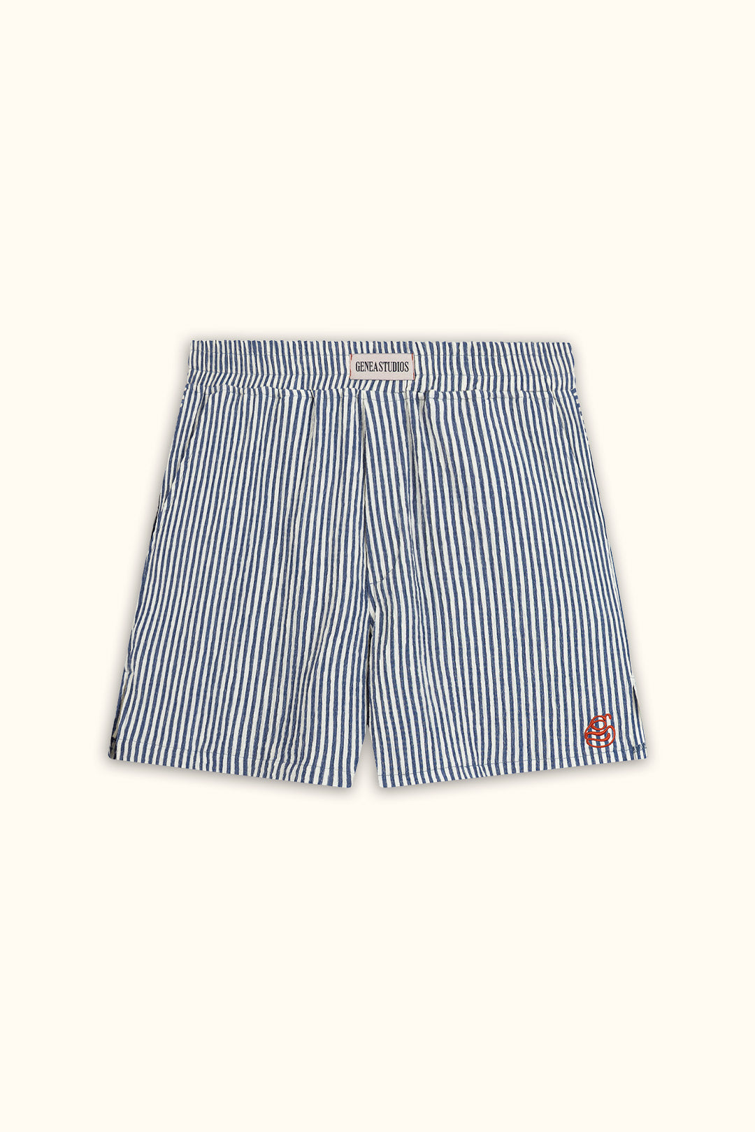 Blue Crinkle Striped Short