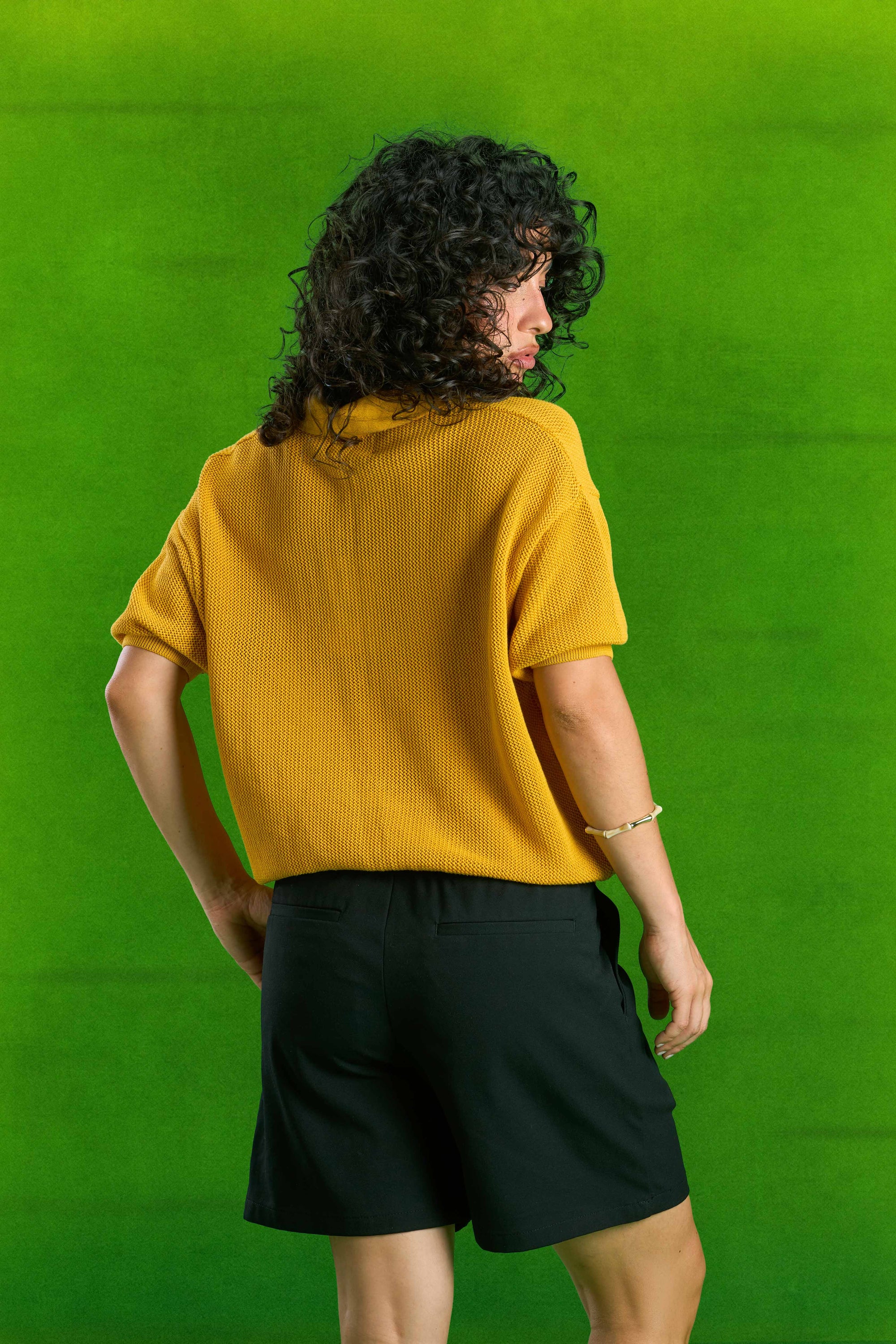Mustard Knitted Polo T-shirt