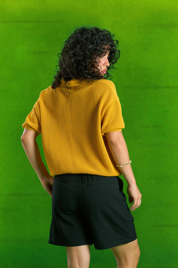 Mustard Knitted Polo T-shirt
