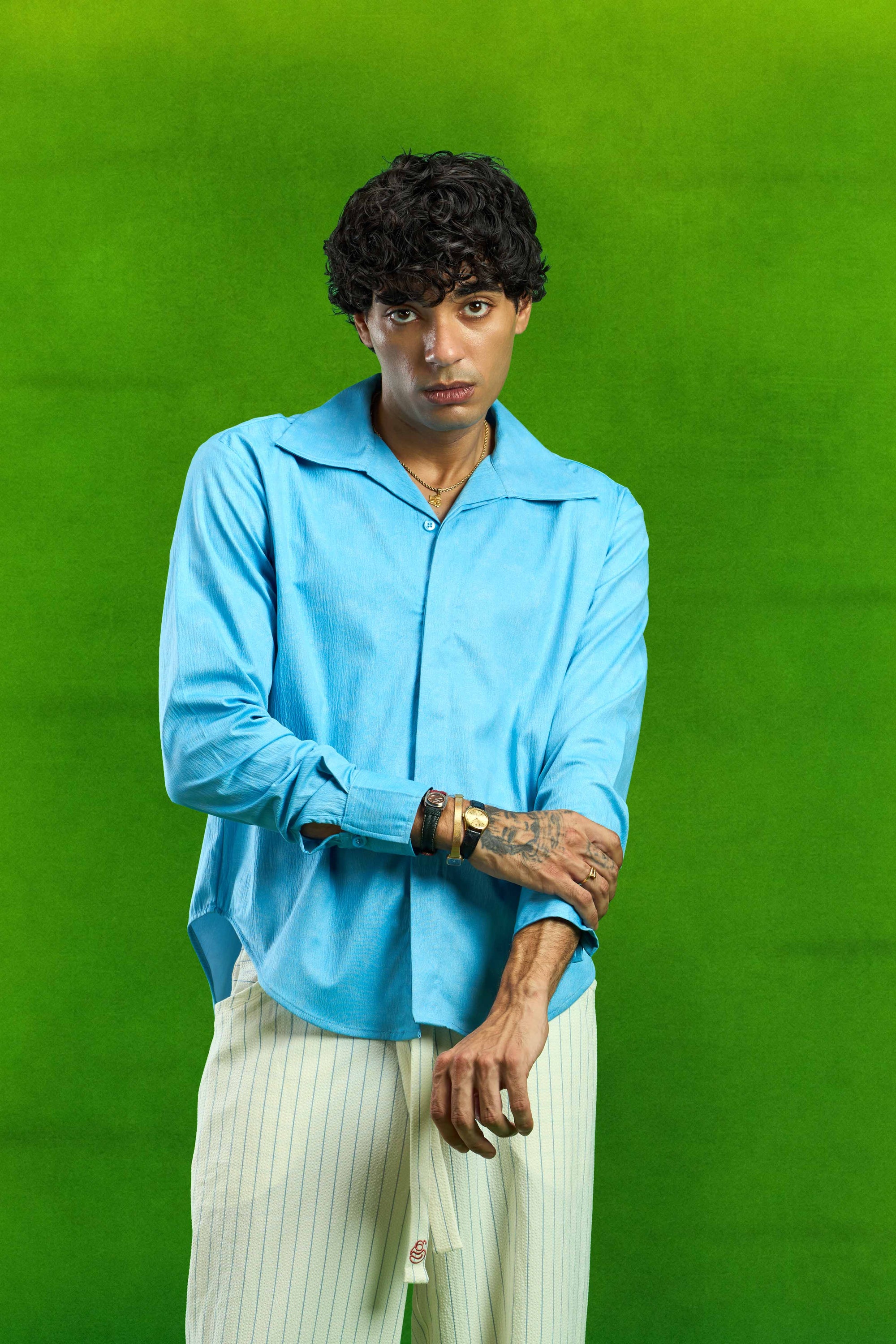 Sky Blue Textured Shirt