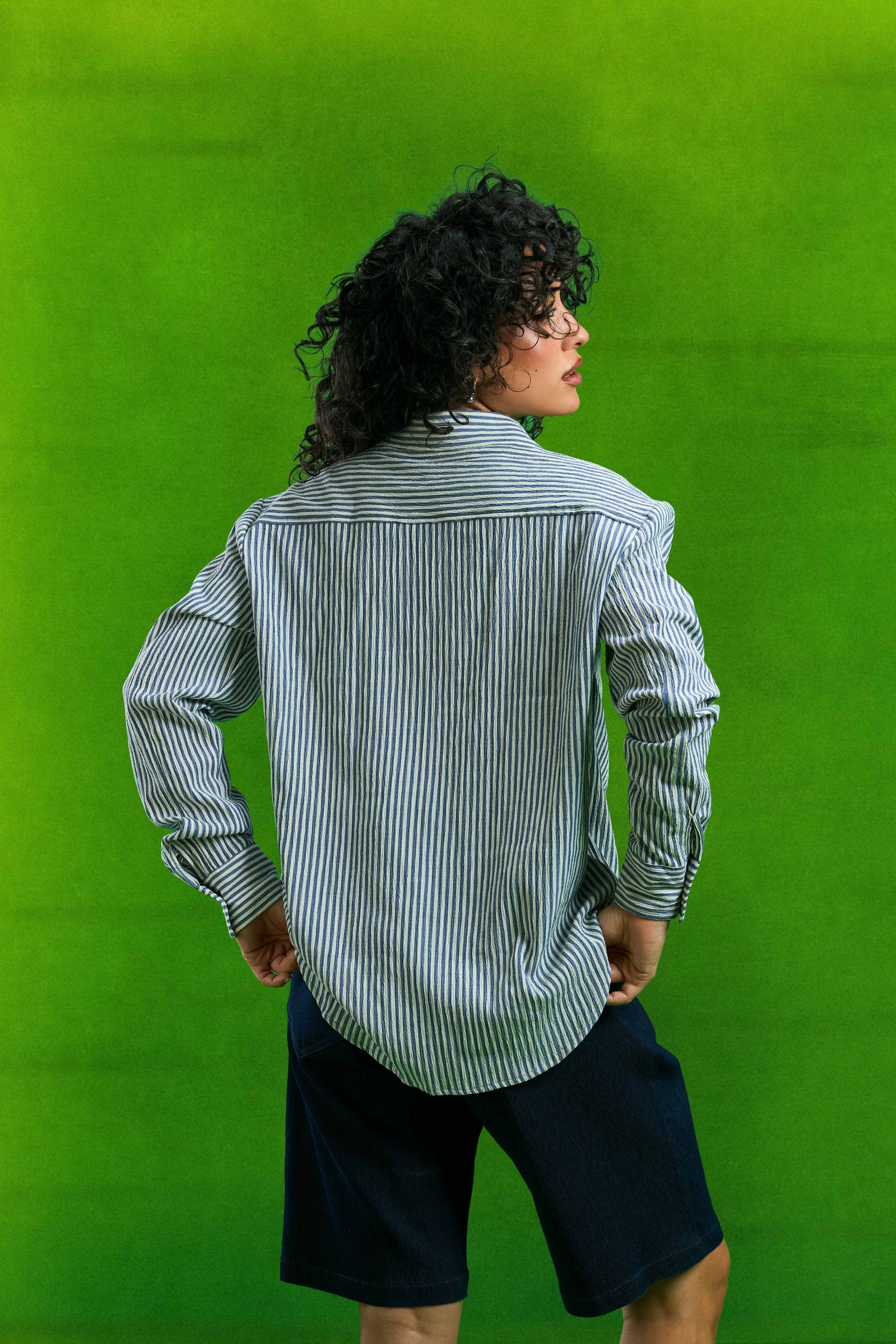 Blue Long Sleeve Striped Shirt