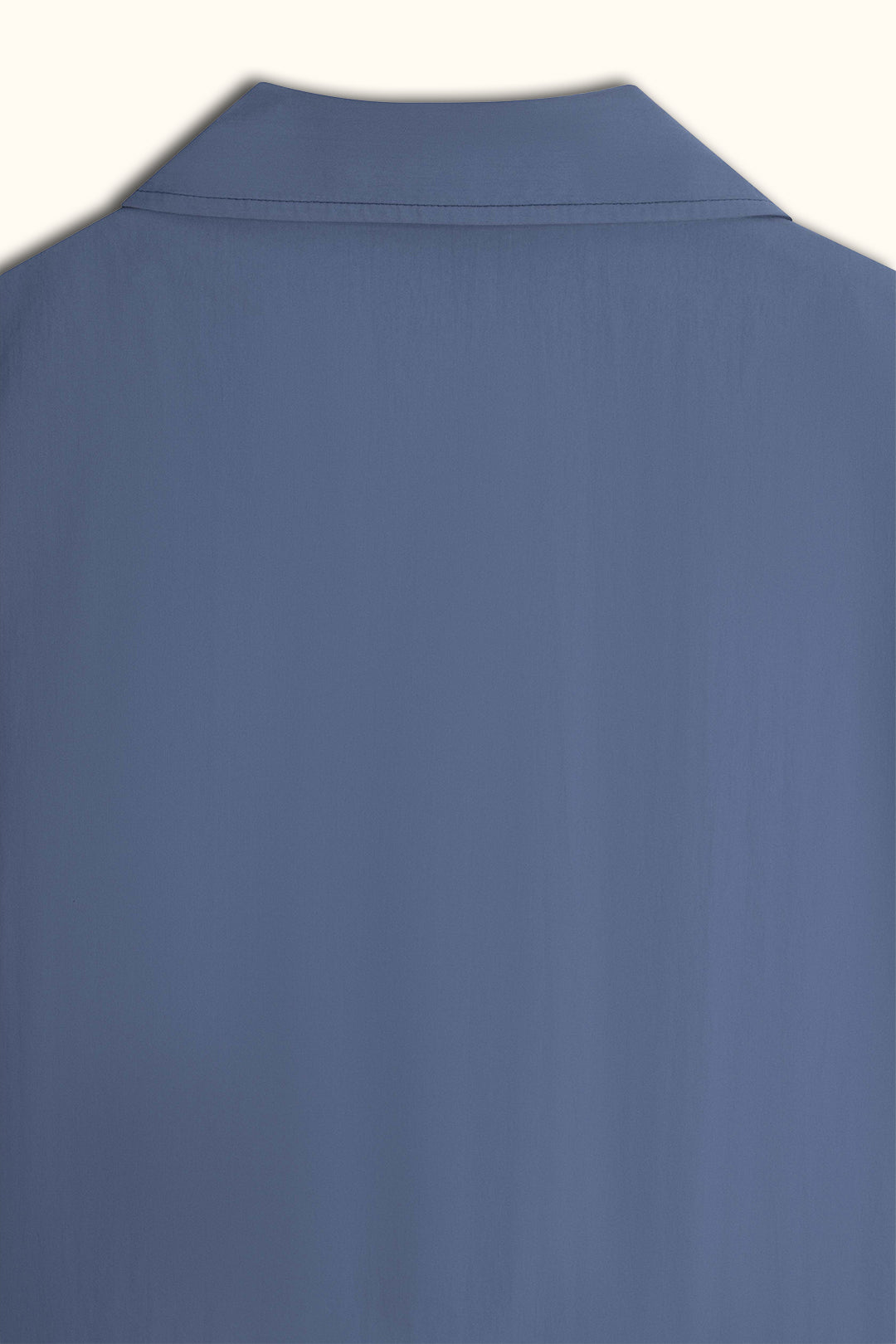 Slate Blue Short-Sleeve Contrast-Stitch Boxy Shirt
