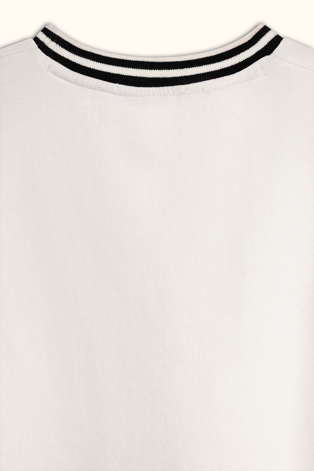 White Contrast Collar Boxy T-Shirt