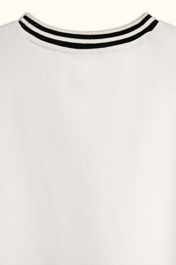White Contrast Collar Boxy T-Shirt