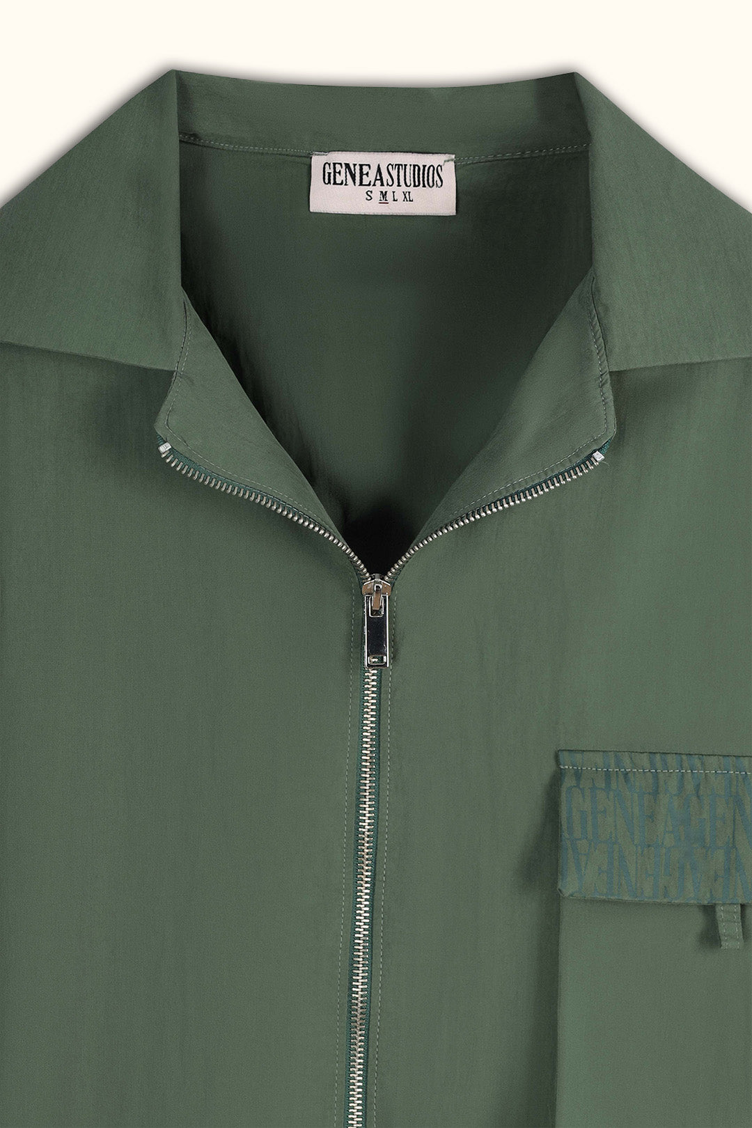 Olive Green Short-Sleeve Zip Overshirt