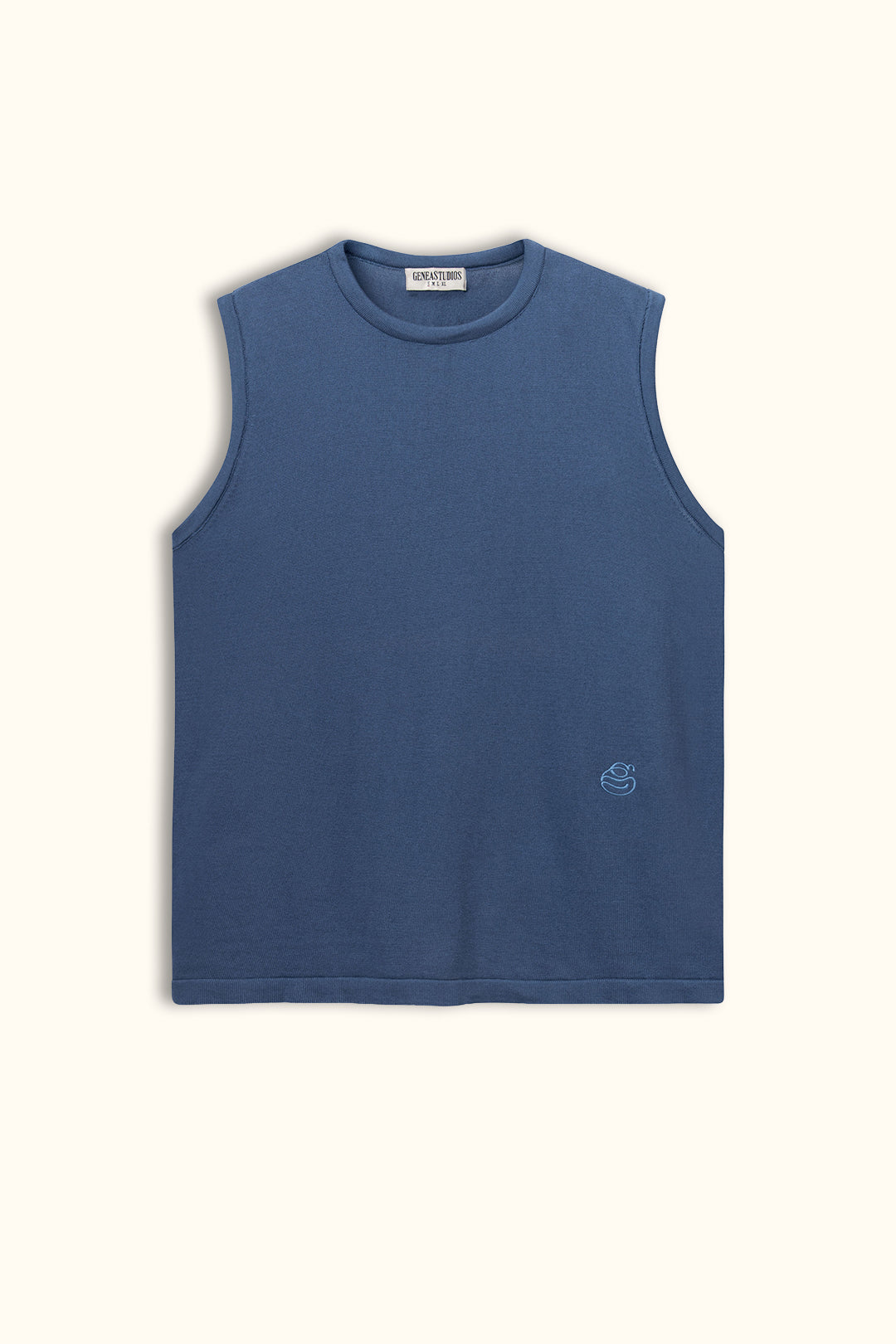 Navy Sleeveless Cotton Knit Top