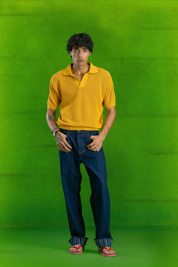Mustard Knitted Polo T-shirt