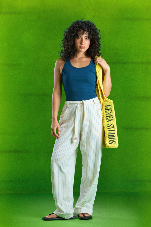 Off-White Seesucker Striped Pants