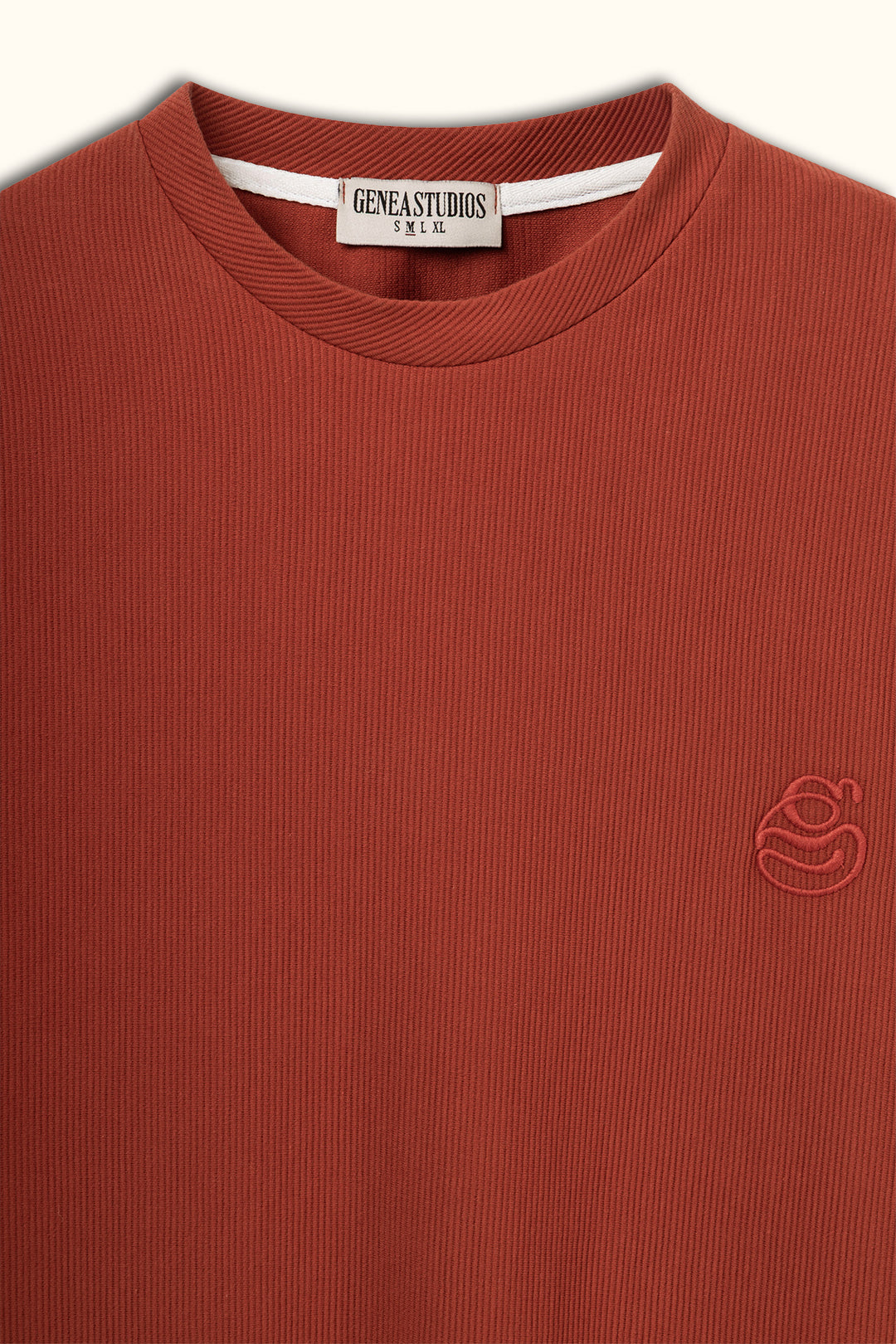 Brick Boxy Ribbed Basic T-Shirt