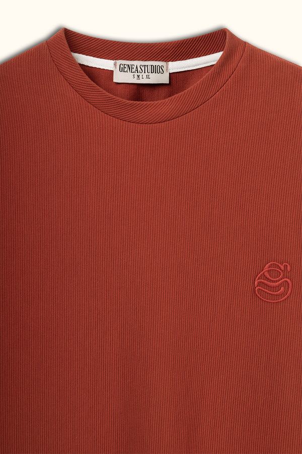 Brick Boxy Ribbed Basic T-Shirt