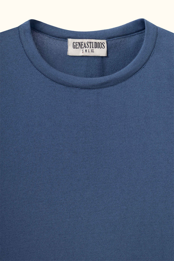 Navy Sleeveless Cotton Knit Top
