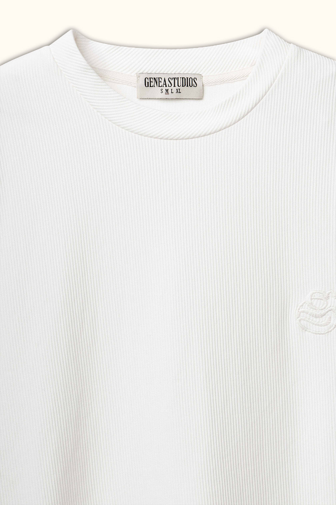 White Boxy Ribbed Basic T-Shirt