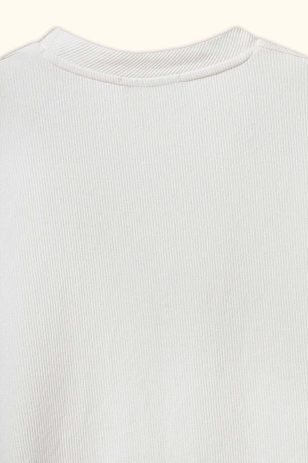 White Boxy Ribbed Basic T-Shirt