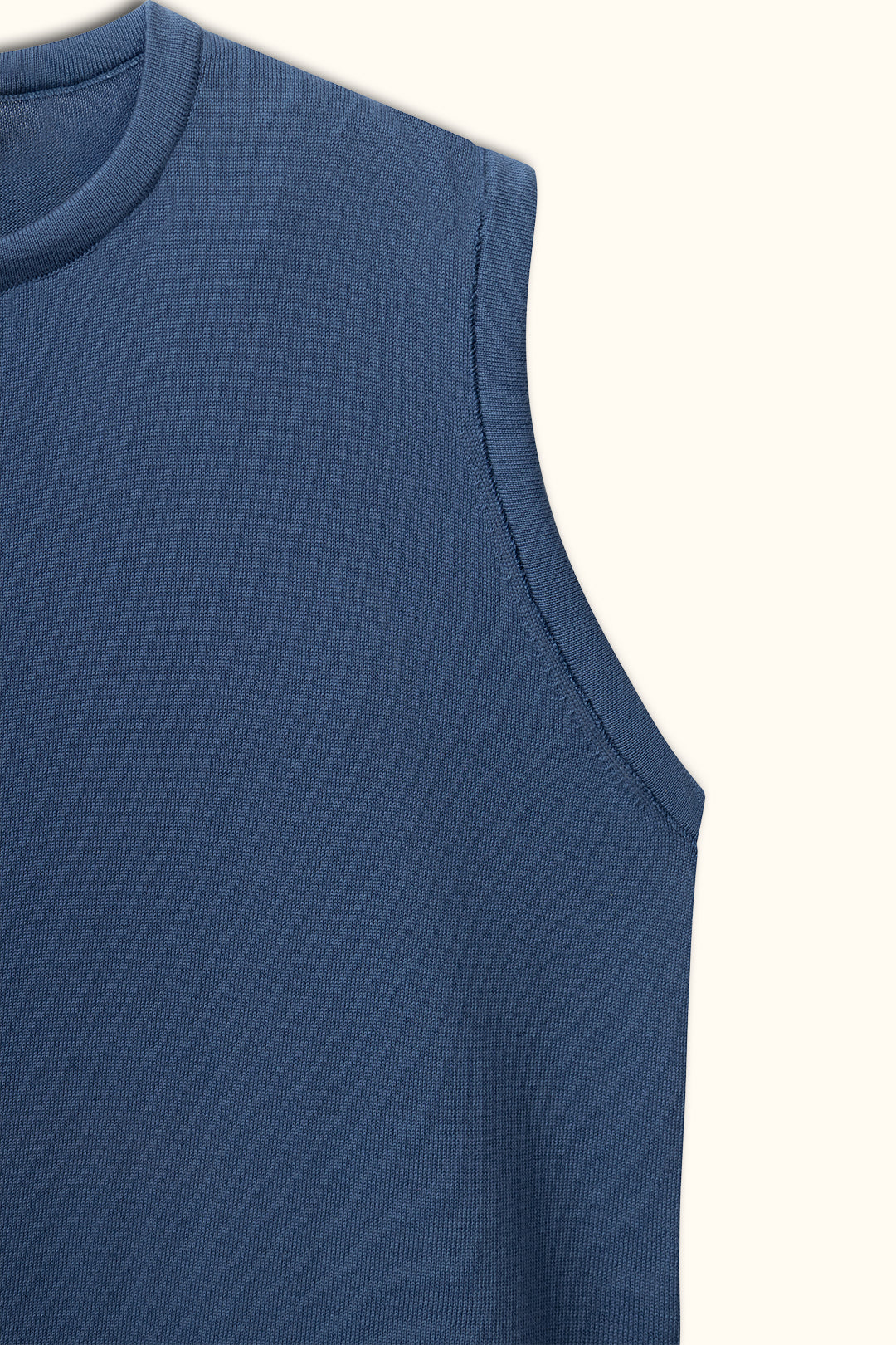 Navy Sleeveless Cotton Knit Top