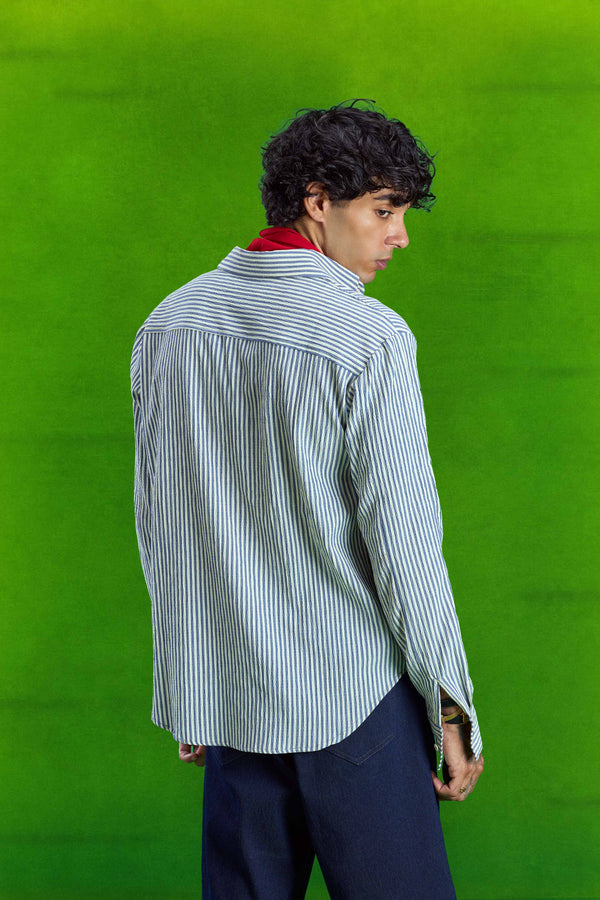 Blue Long Sleeve Striped Shirt