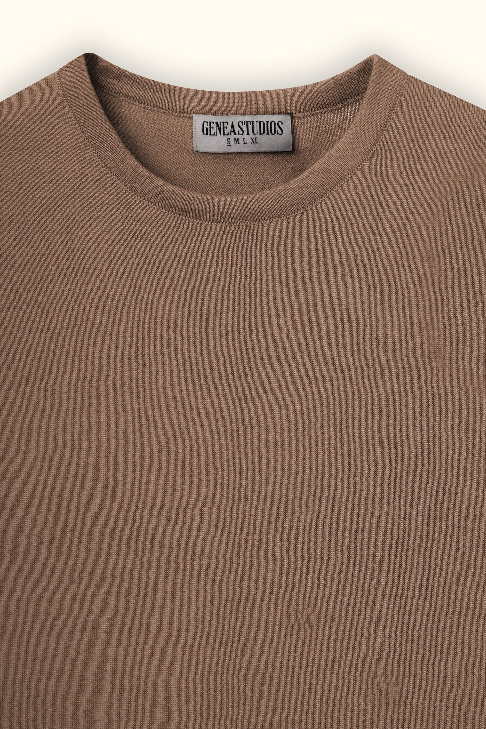 Beige Sleeveless Cotton Knit Top