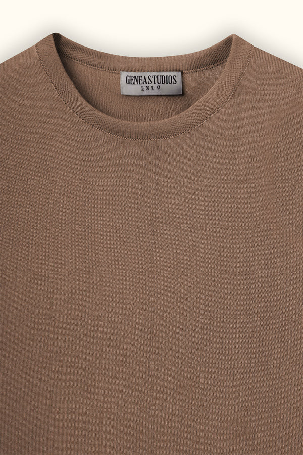 Beige Sleeveless Cotton Knit Top