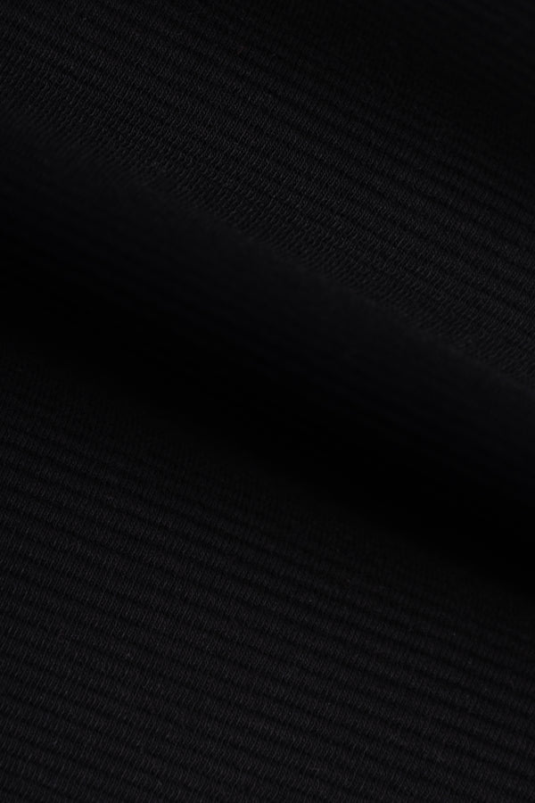 Black Boxy Sleeveless Ribbed Polo Top