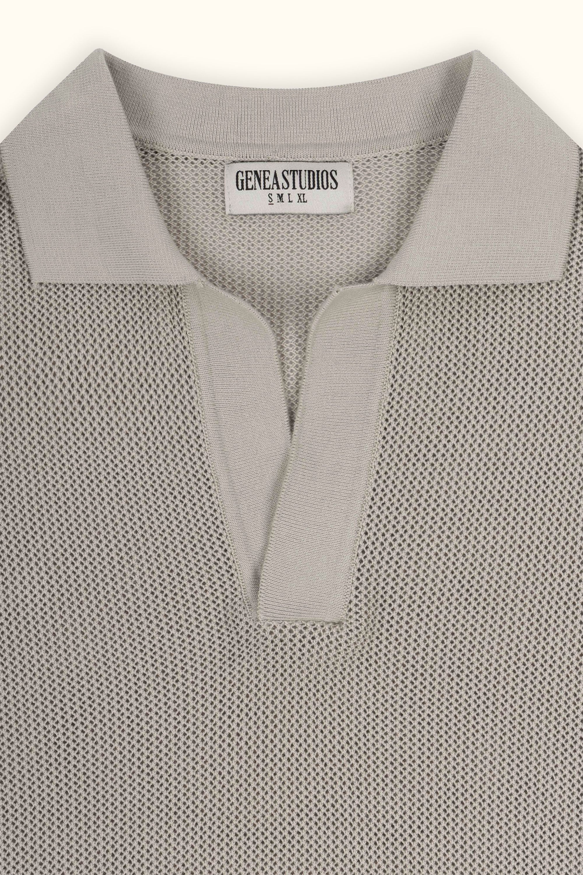 Beige Cotton Knitted Polo T-Shirt
