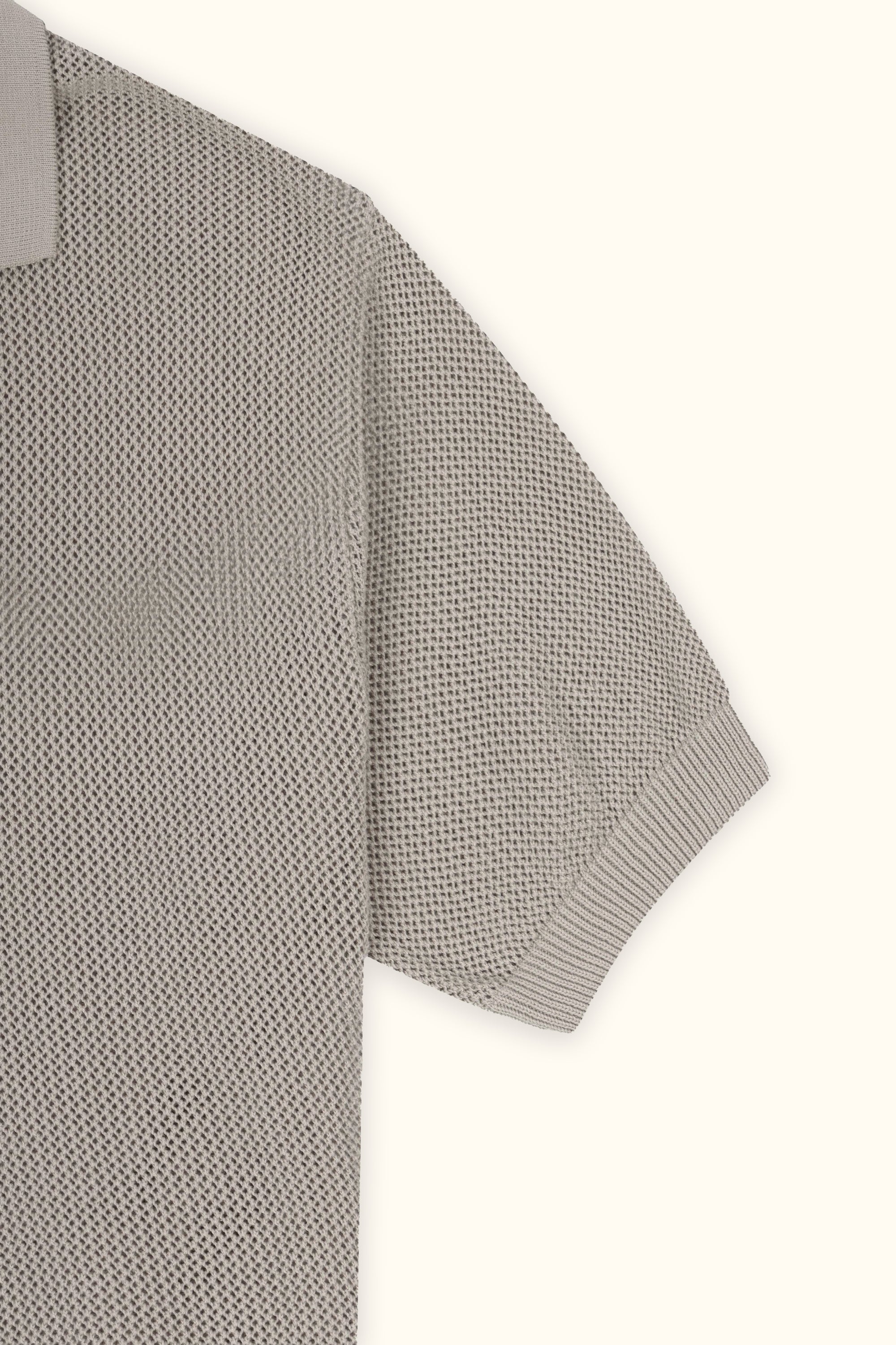Beige Cotton Knitted Polo T-Shirt