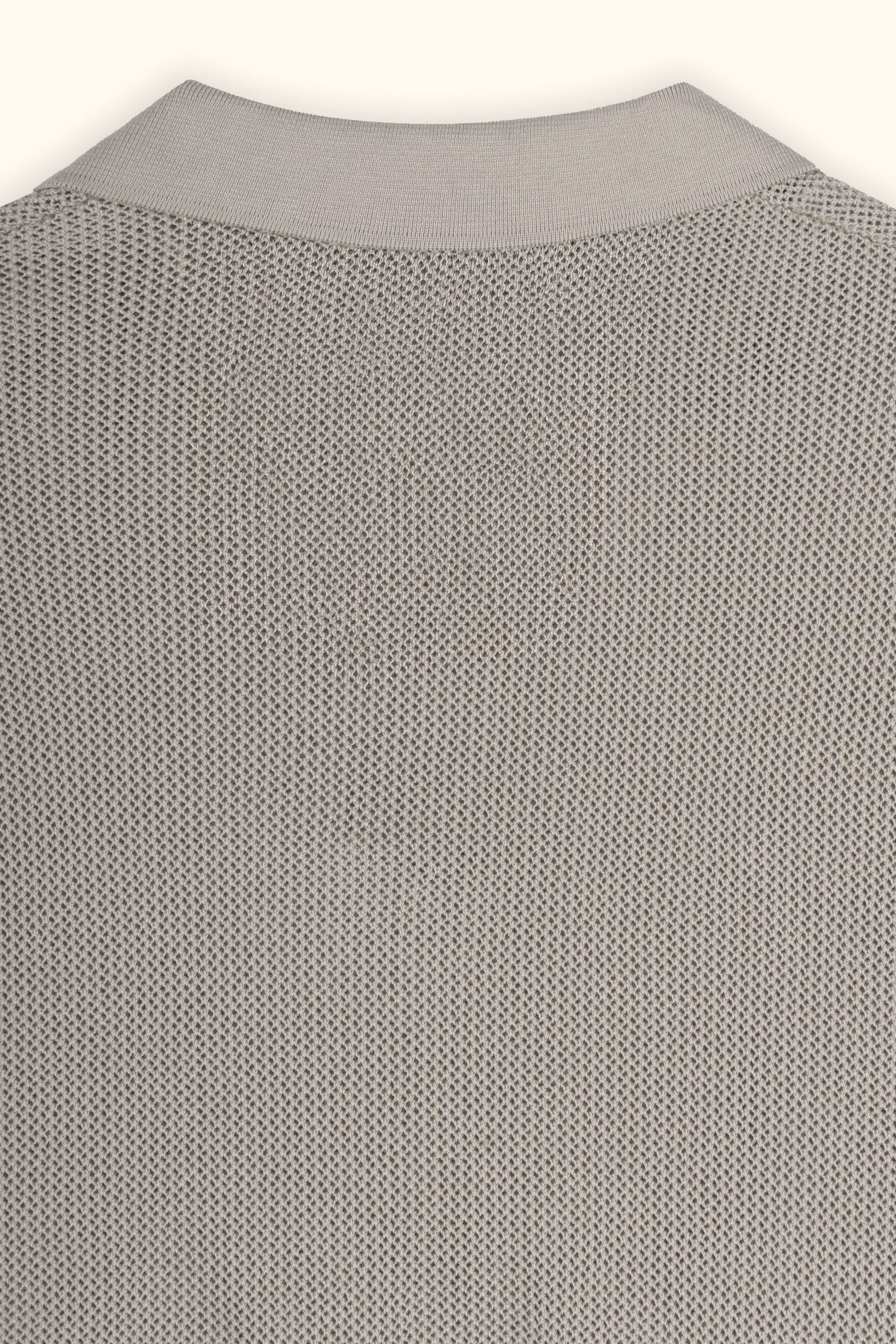 Beige Cotton Knitted Polo T-Shirt