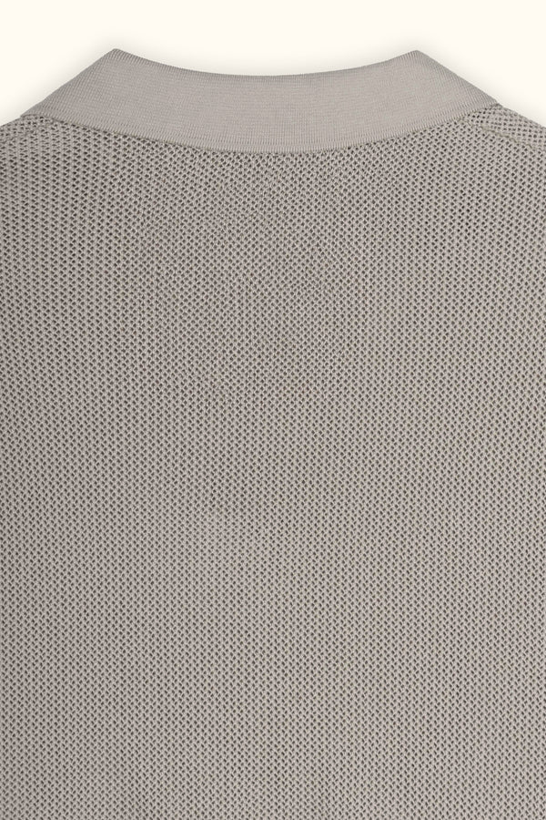 Beige Cotton Knitted Polo T-Shirt