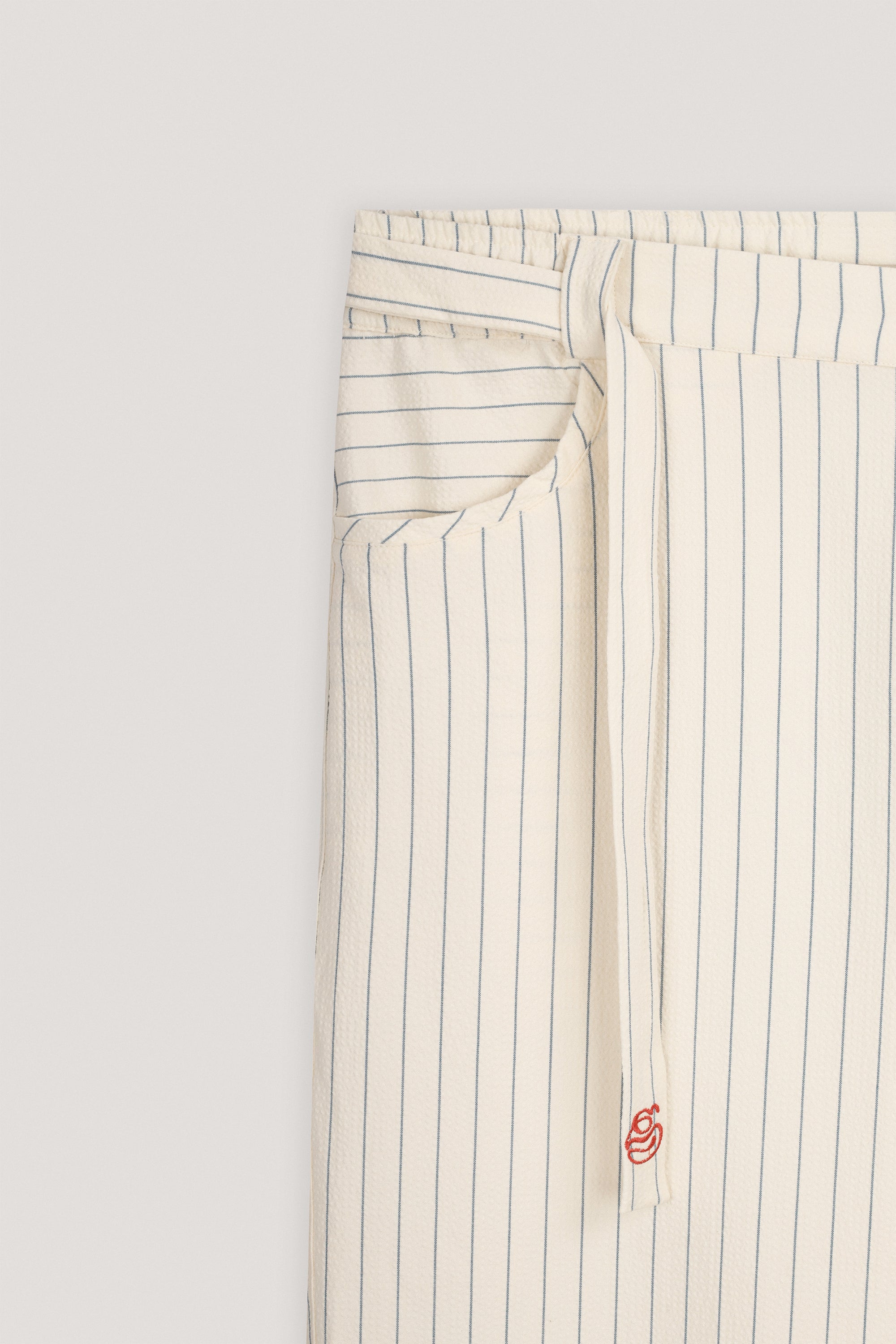 Off-White Seesucker Striped Pants