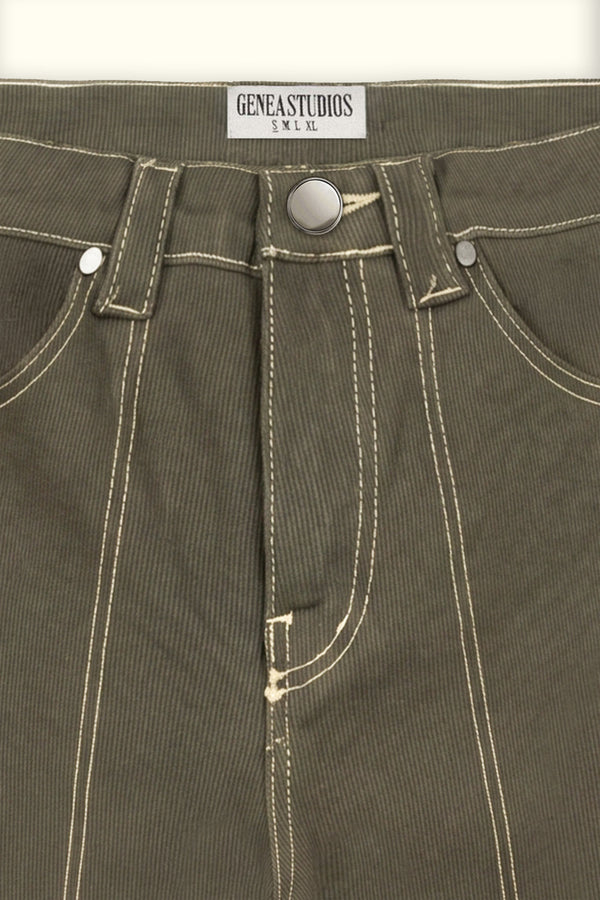 Olive Green Corded Denim Jorts