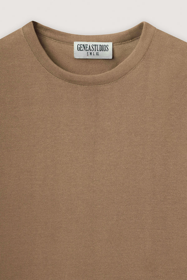 Beige Sleeveless Cotton Knit Top