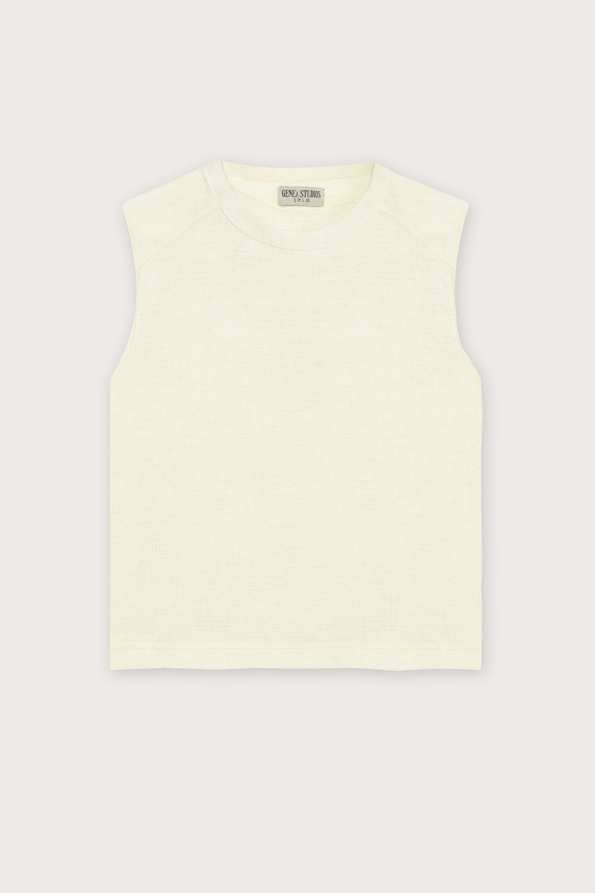 White Linen Texture Sleeveless Top