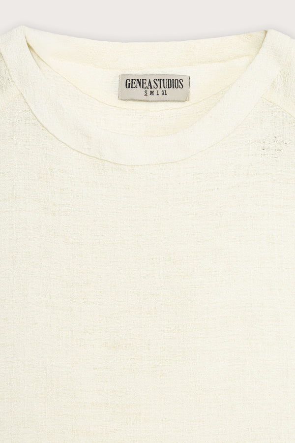 White Linen Texture Sleeveless Top