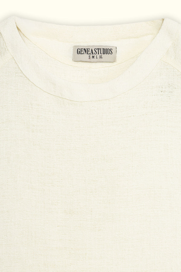 White Linen Texture Sleeveless Top