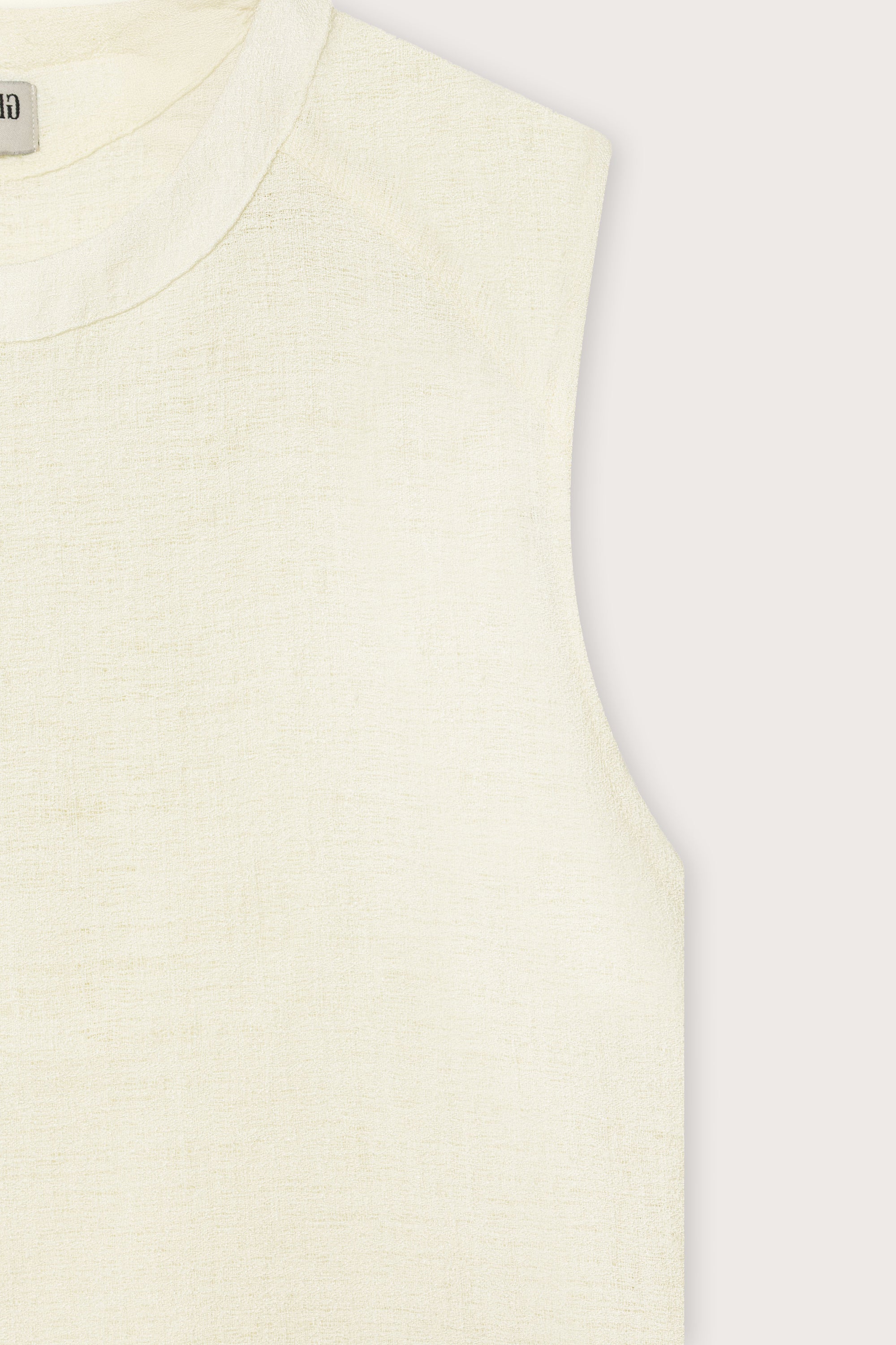 White Linen Texture Sleeveless Top