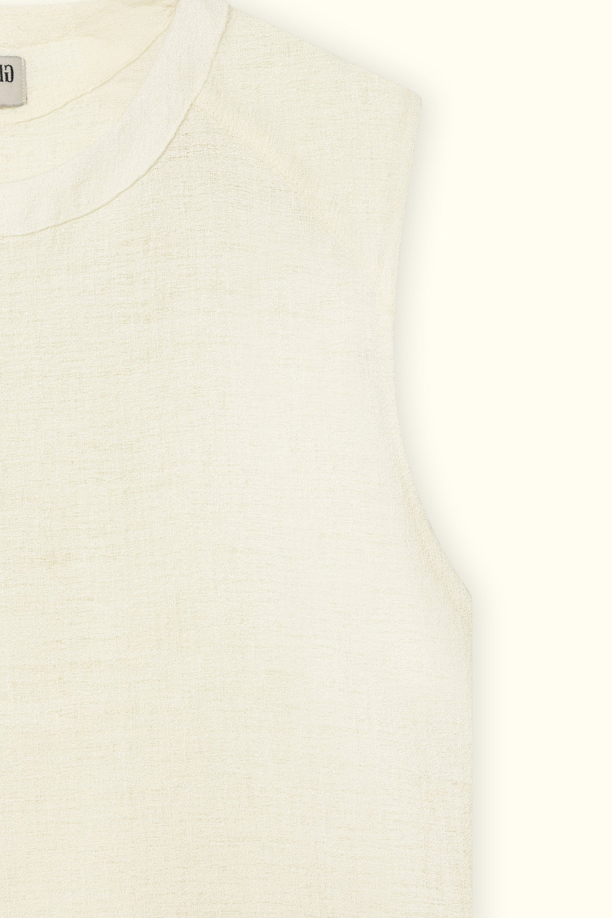White Linen Texture Sleeveless Top