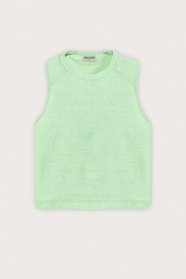 Mint Linen Texture Sleeveless Top