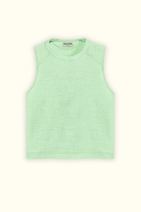 Mint Linen Texture Sleeveless Top