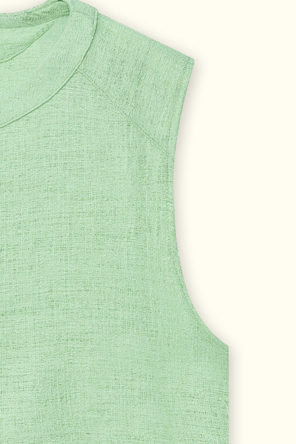 Mint Linen Texture Sleeveless Top