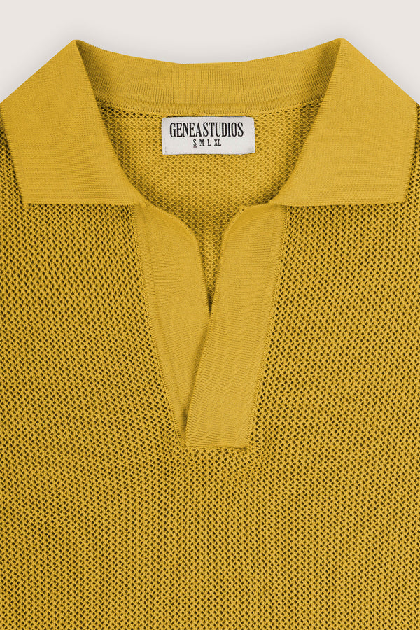 Mustard Knitted Polo T-shirt