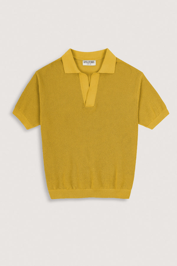Mustard Knitted Polo T-shirt