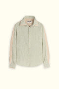 Dark Green Double Collar Striped Shirt