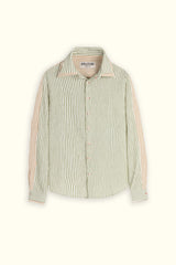 Dark Green Double Collar Striped Shirt