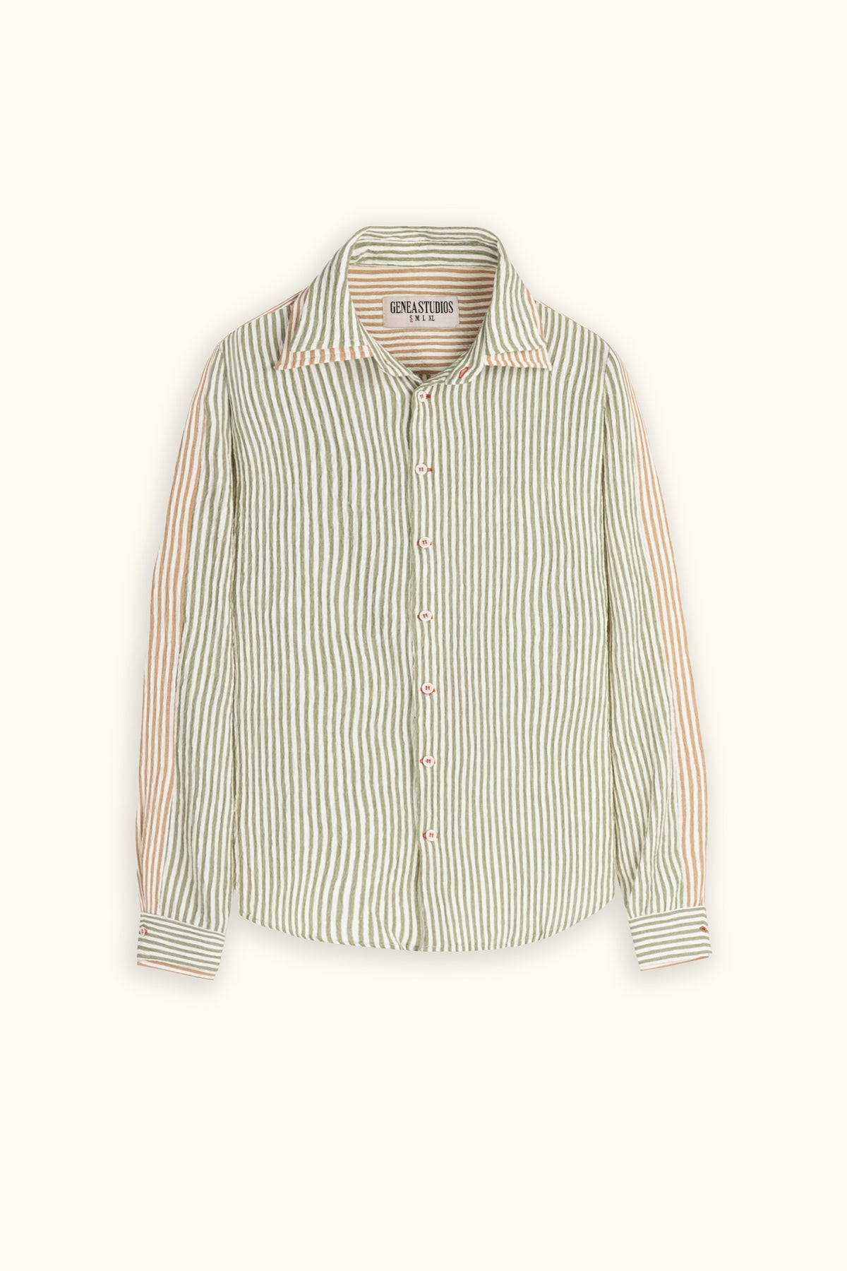Dark Green Double Collar Striped Shirt