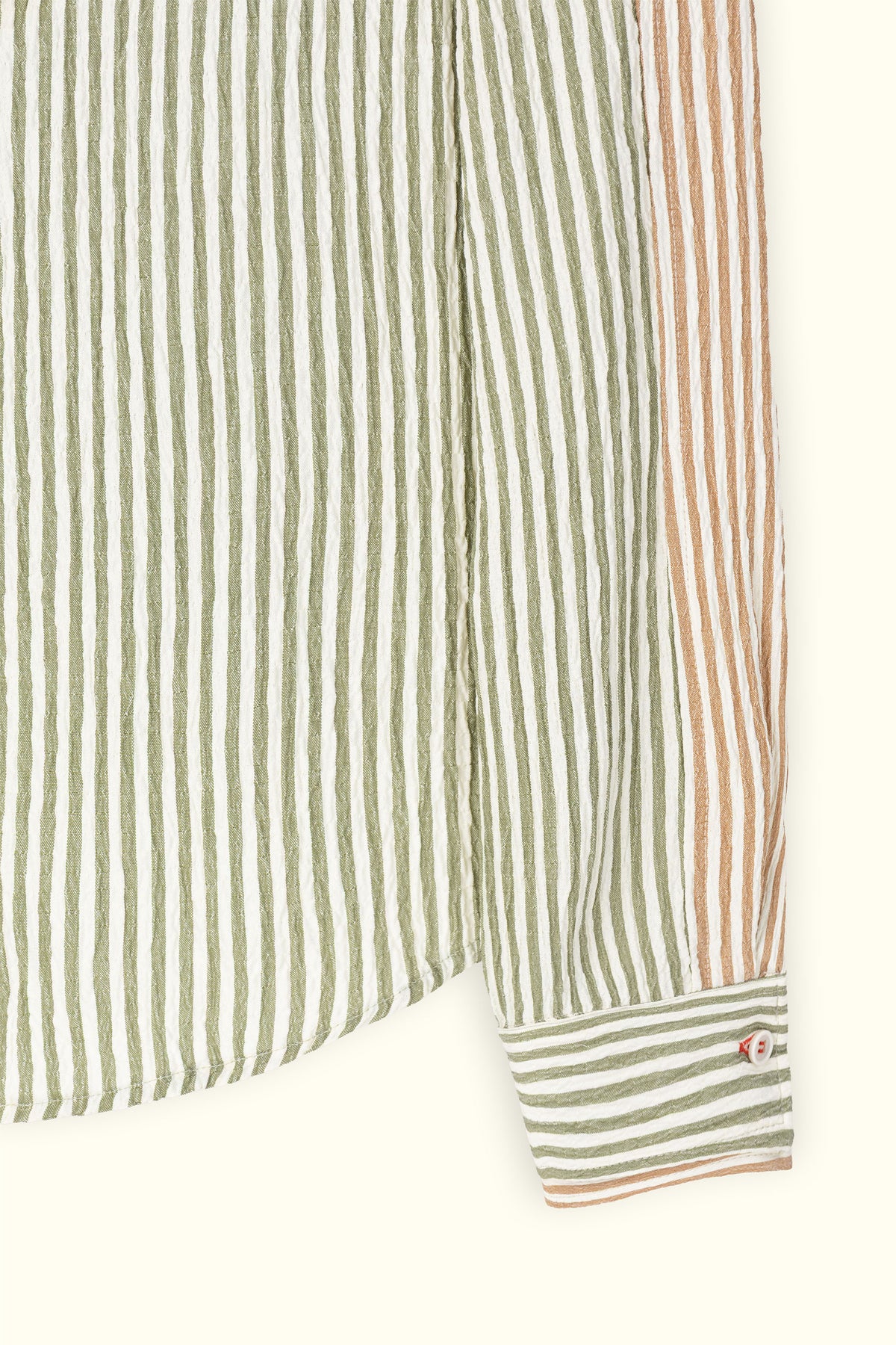 Dark Green Double Collar Striped Shirt