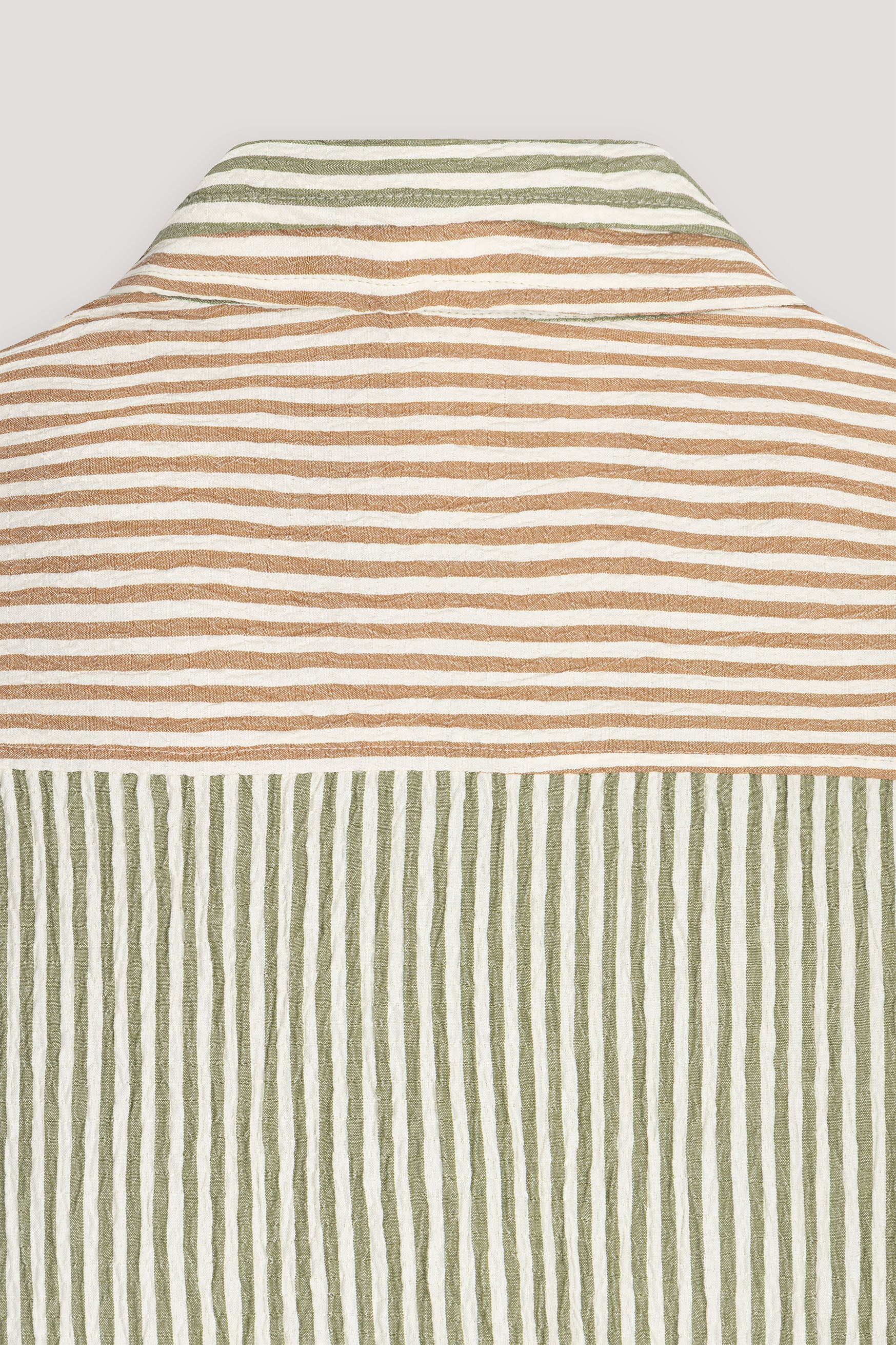 Dark Green Double Collar Striped Shirt