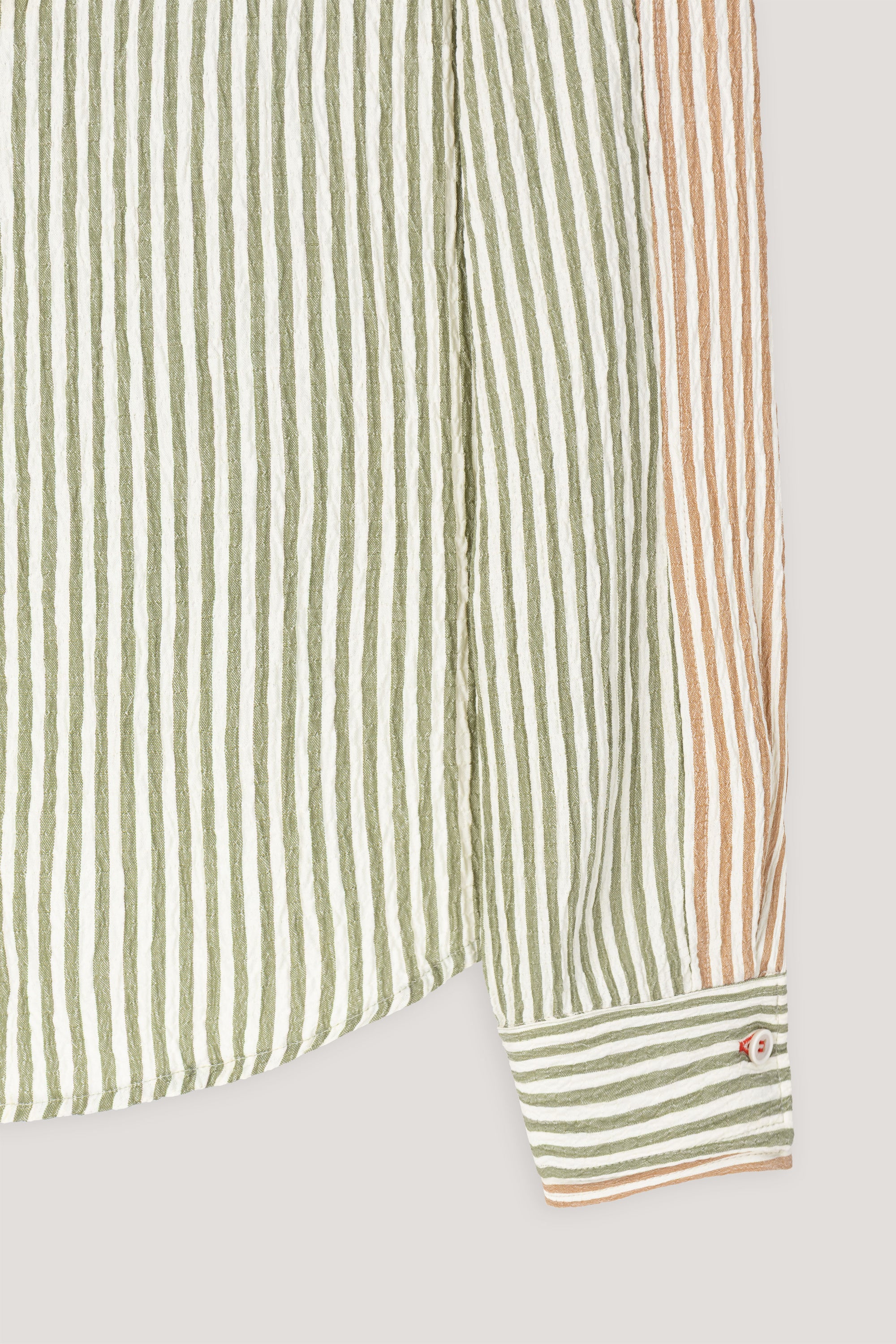 Dark Green Double Collar Striped Shirt