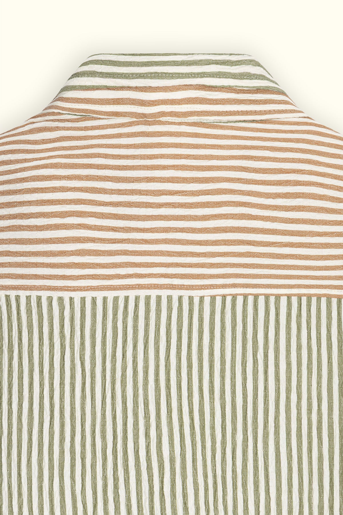 Dark Green Double Collar Striped Shirt