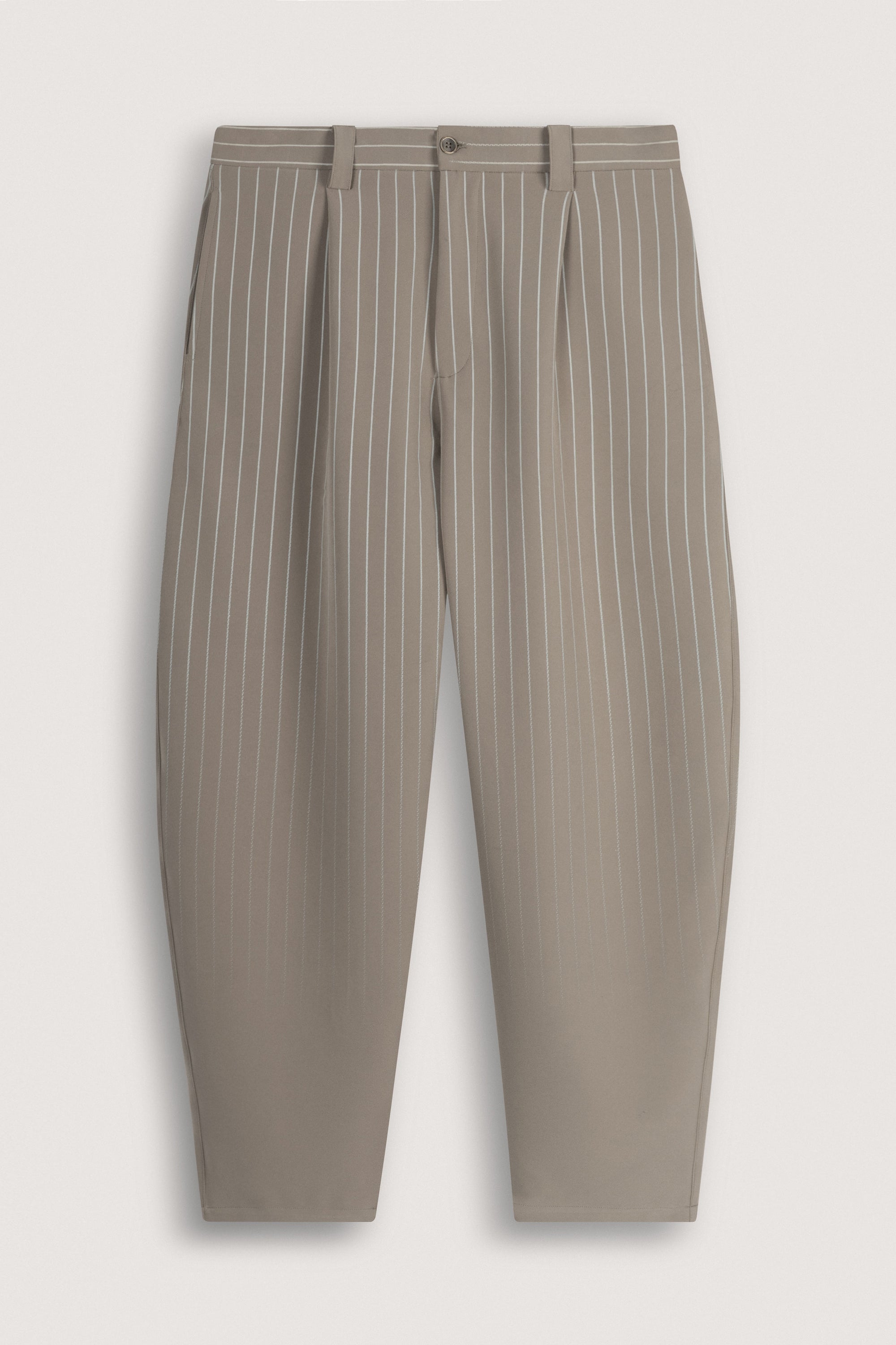 Beige Faded Stripe Balloon Fit Pants